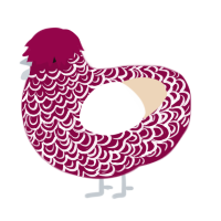 Big Mommy, a maroon and cream chicken with a double-lace pattern