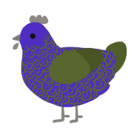 A indigo and olive chicken with a double-lace pattern