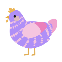 A lilac and pink chicken with a bar pattern