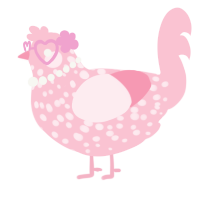 A rose chicken with a speckle pattern