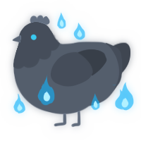 Spectre, a sapphire and teal chicken with a head pattern