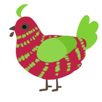 A crimson and grass chicken with a bar pattern