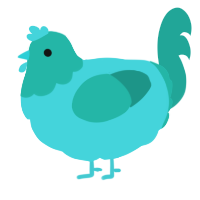 A aqua and turquoise chicken with a head pattern