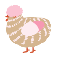 A beige and rose chicken with a bar pattern