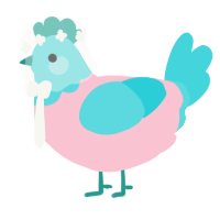 Trans Fusion, a rose and aqua chicken with a head pattern