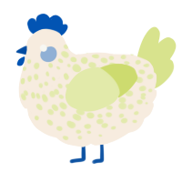 A cream and lemon chicken with a speckle pattern