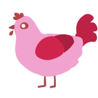 A pink and crimson chicken