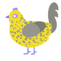 A yellow and ash chicken with a speckle pattern