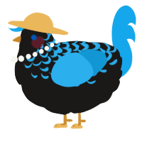 A sable and sky chicken with a half-lace pattern