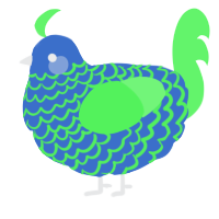 A gold and plum chicken with a lace pattern