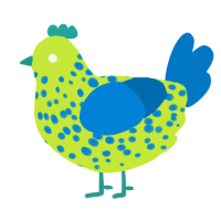 god hears me scream, a lime and sapphire chicken with a speckle pattern