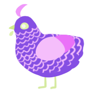 A blurple and lavender chicken with a lace pattern