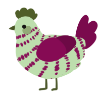 A gluppy and wine chicken with a bar pattern