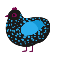 A sable and sky chicken with a speckle pattern