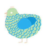 A gluppy and sky chicken with a lace pattern