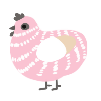 A rose and cream chicken with a bar pattern