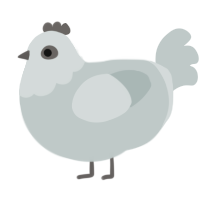 A silver chicken with a head pattern