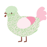 A gluppy and rose chicken with a double-lace pattern