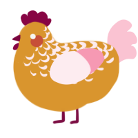 A orange and rose chicken with a half-lace pattern