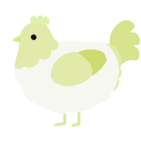 A white and lemon chicken with a head pattern