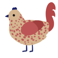 A beige and red chicken with a speckle pattern