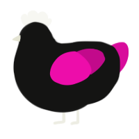 Molière the Great, a black and fuchsia chicken