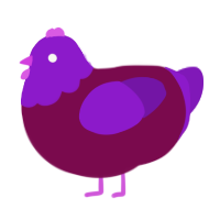 A wine and violet chicken with a head pattern