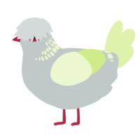 A silver and apple chicken with a neck-band pattern