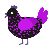 A sable and amethyst chicken with a speckle pattern
