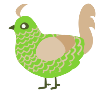 A grass and beige chicken with a lace pattern