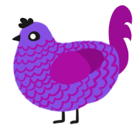 A blurple and plum chicken with a lace pattern