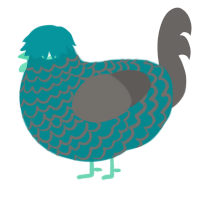 GetInto Hypnosis Mic, a teal and grey chicken with a lace pattern