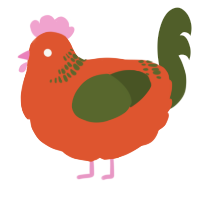 A vermilion and olive chicken with a neck-band pattern