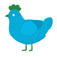 A cerulean chicken with a lace pattern