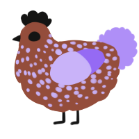A russet and lilac chicken with a speckle pattern