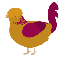 A ochre and maroon chicken with a neck-speckle pattern