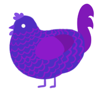 A indigo and violet chicken with a lace pattern