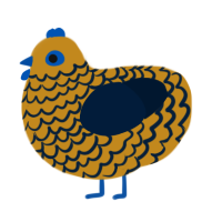 A ochre and tumblr chicken with a lace pattern