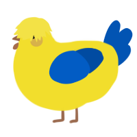 A yellow and ultramarine chicken