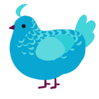 A cerulean and aqua chicken with a half-lace pattern