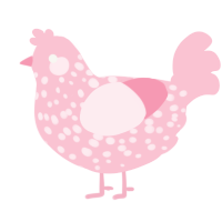 A rose chicken with a speckle pattern