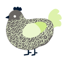 A grey and apple chicken with a double-lace pattern