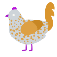 A mist and orange chicken with a speckle pattern