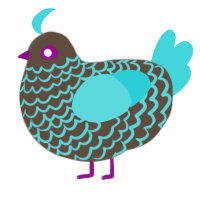 A bark and aqua chicken with a lace pattern