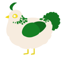 A cream and leaf chicken with a neck-speckle pattern