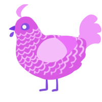 Box of Crayons, a orchid and lavender chicken with a lace pattern