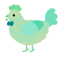 A gluppy and mint chicken with a lace pattern