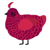 A maroon and crimson chicken with a lace pattern