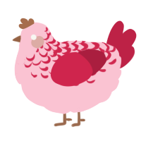 A rose and crimson chicken with a half-lace pattern