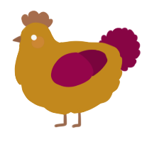 A ochre and maroon chicken